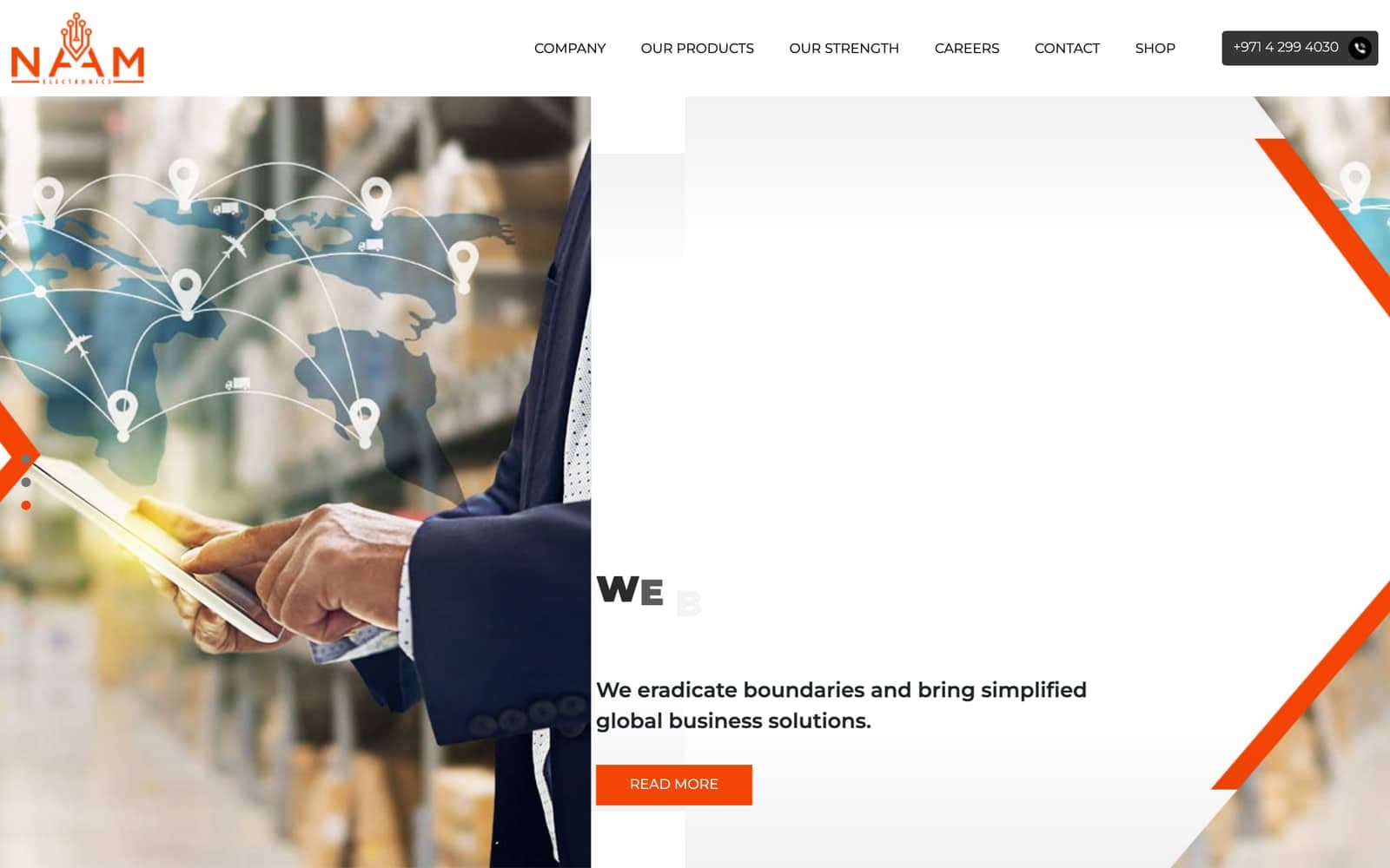 Naam Electronics UAE distribution website homepage